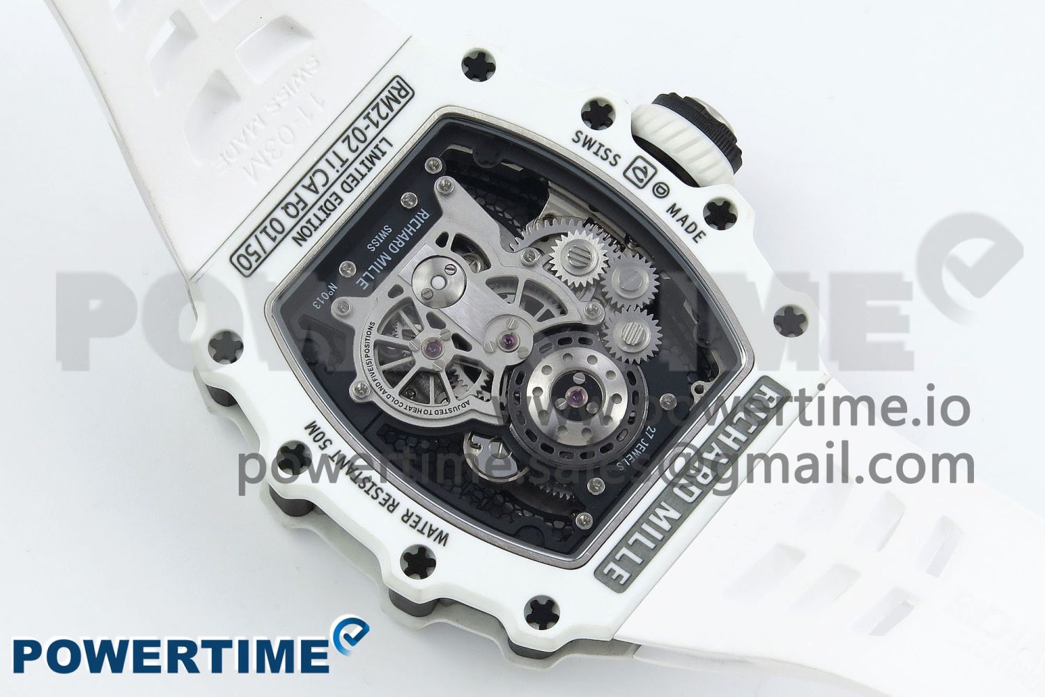 RM21-02 Tourbillon NTPT RMF Best Edition Skeleton Dial on White Rubber Strap - Image 8