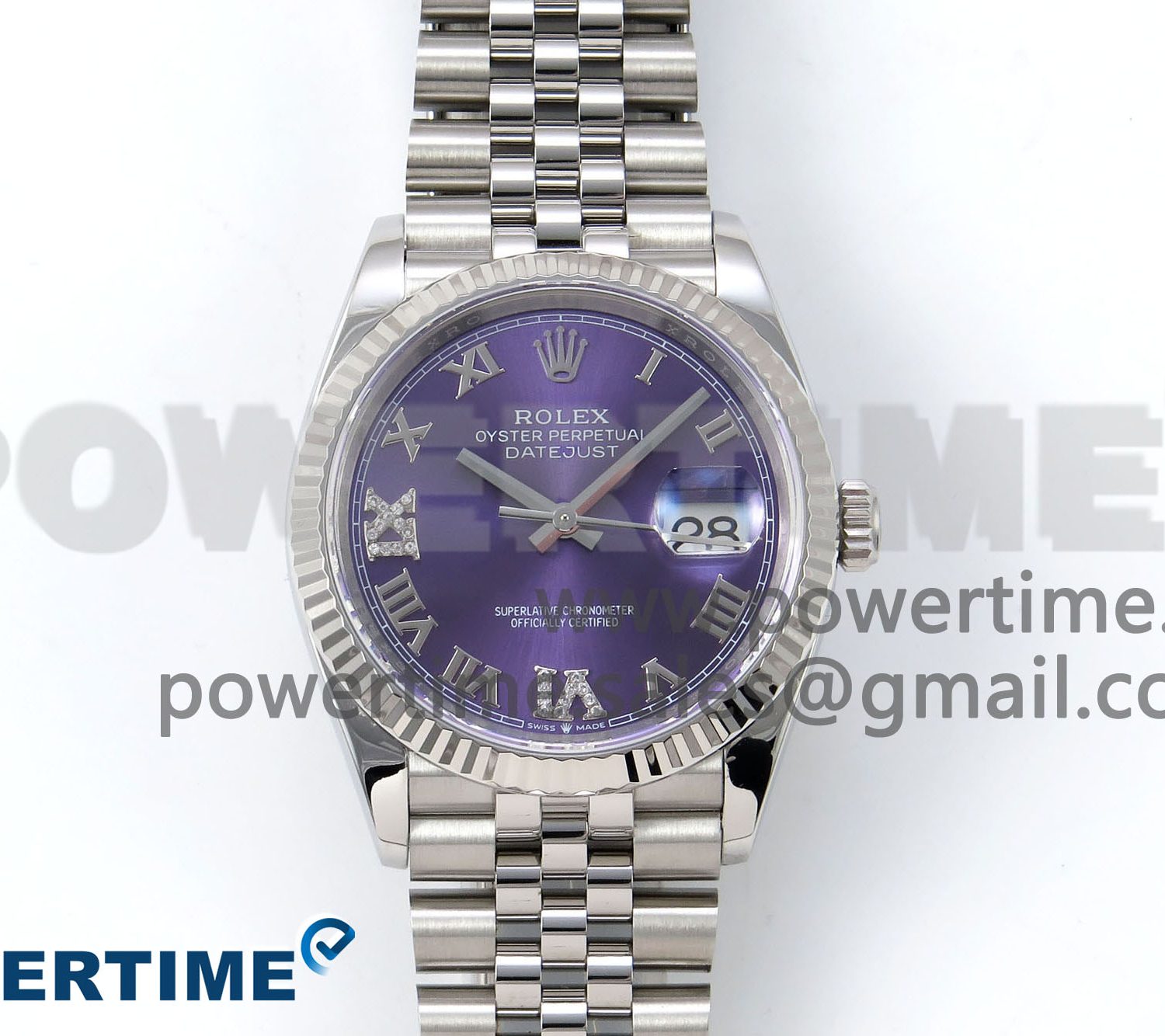 DateJust 36 126234 APF 1:1 Best Edition 904L Steel Purple Diamond Roman Dial on Jubilee Bracelet VR3235