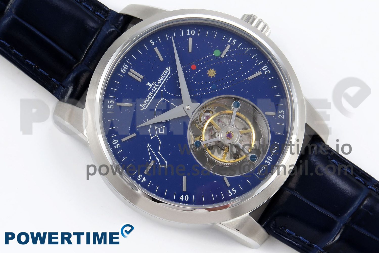 Master Ultra Thin Tourbillon SS RMS Best Edition Blue Solar System Dial on Blue Leather Strap - Image 3