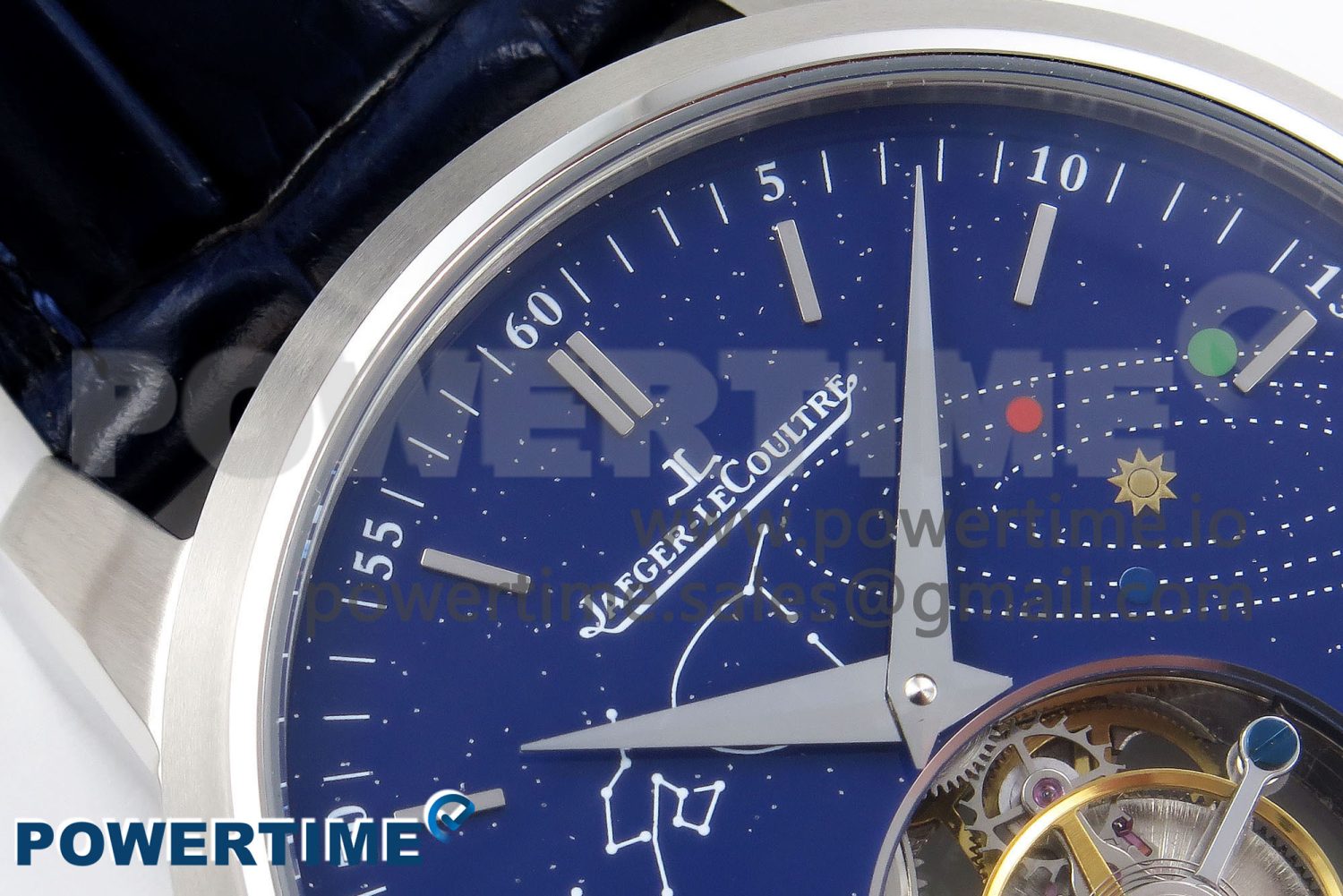 Master Ultra Thin Tourbillon SS RMS Best Edition Blue Solar System Dial on Blue Leather Strap - Image 4