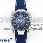Aqua Terra GMT Worldtimer 43mm VSF 1:1 Best Edition Deep Blue Dial on Blue Rubber Strap A8938 Super Clone