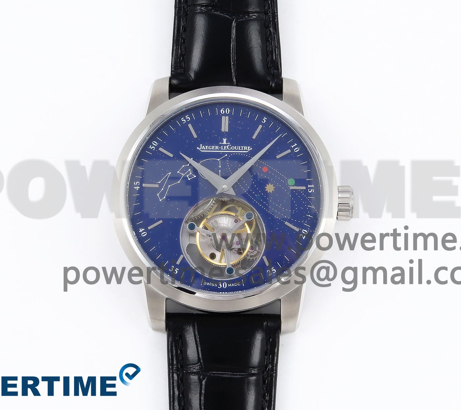 Master Ultra Thin Tourbillon SS RMS Best Edition Blue Star Dial on Black Leather Strap