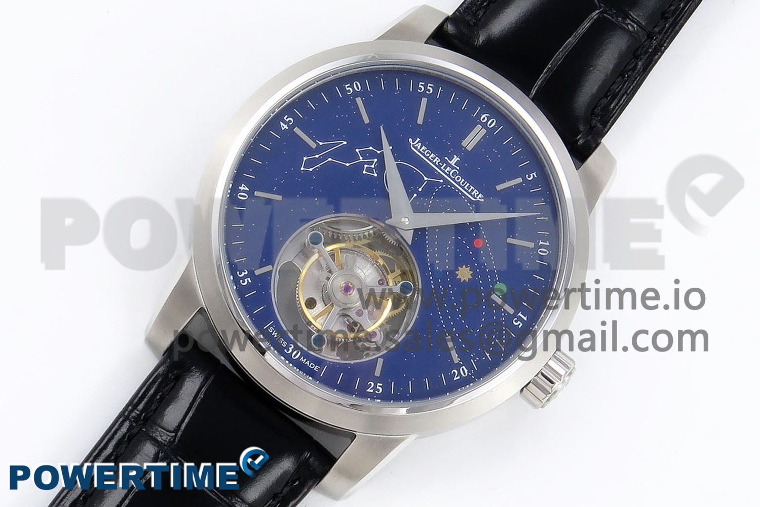 Master Ultra Thin Tourbillon SS RMS Best Edition Blue Star Dial on Black Leather Strap - Image 2