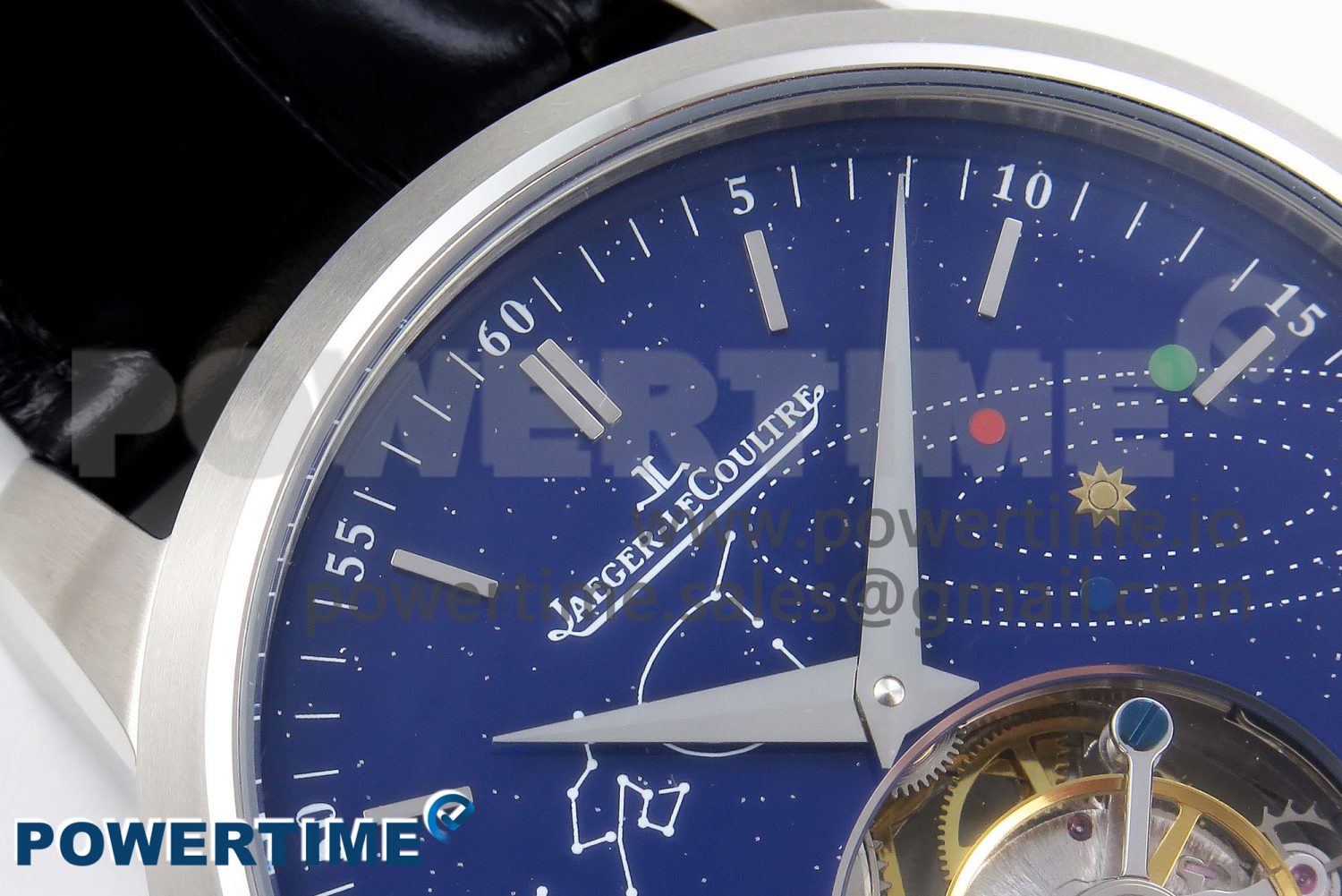 Master Ultra Thin Tourbillon SS RMS Best Edition Blue Star Dial on Black Leather Strap - Image 4