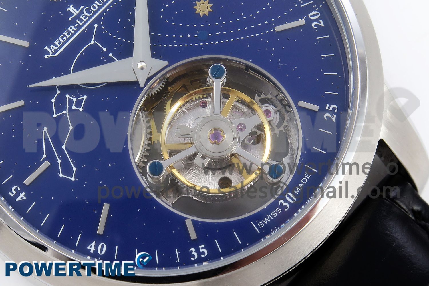 Master Ultra Thin Tourbillon SS RMS Best Edition Blue Star Dial on Black Leather Strap - Image 5