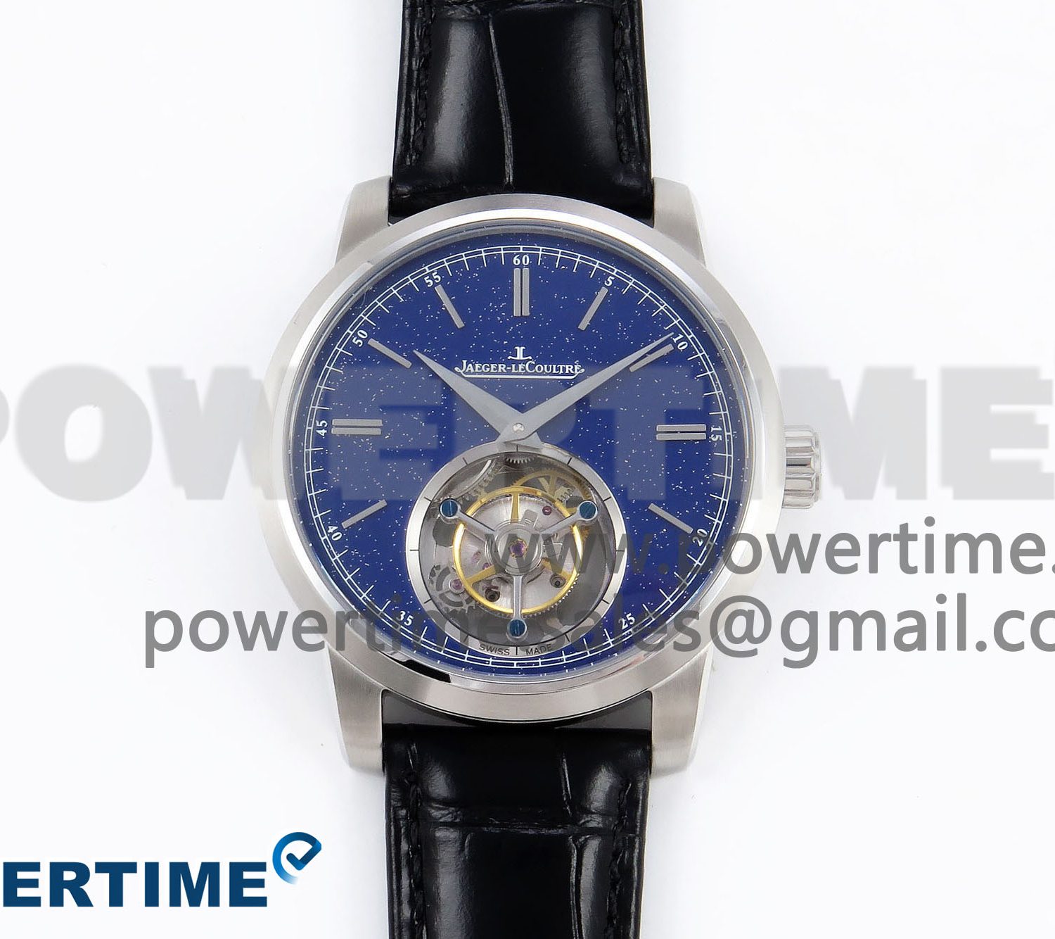 Master Ultra Thin Tourbillon SS RMS Best Edition Blue Star Dial on Black Leather Strap