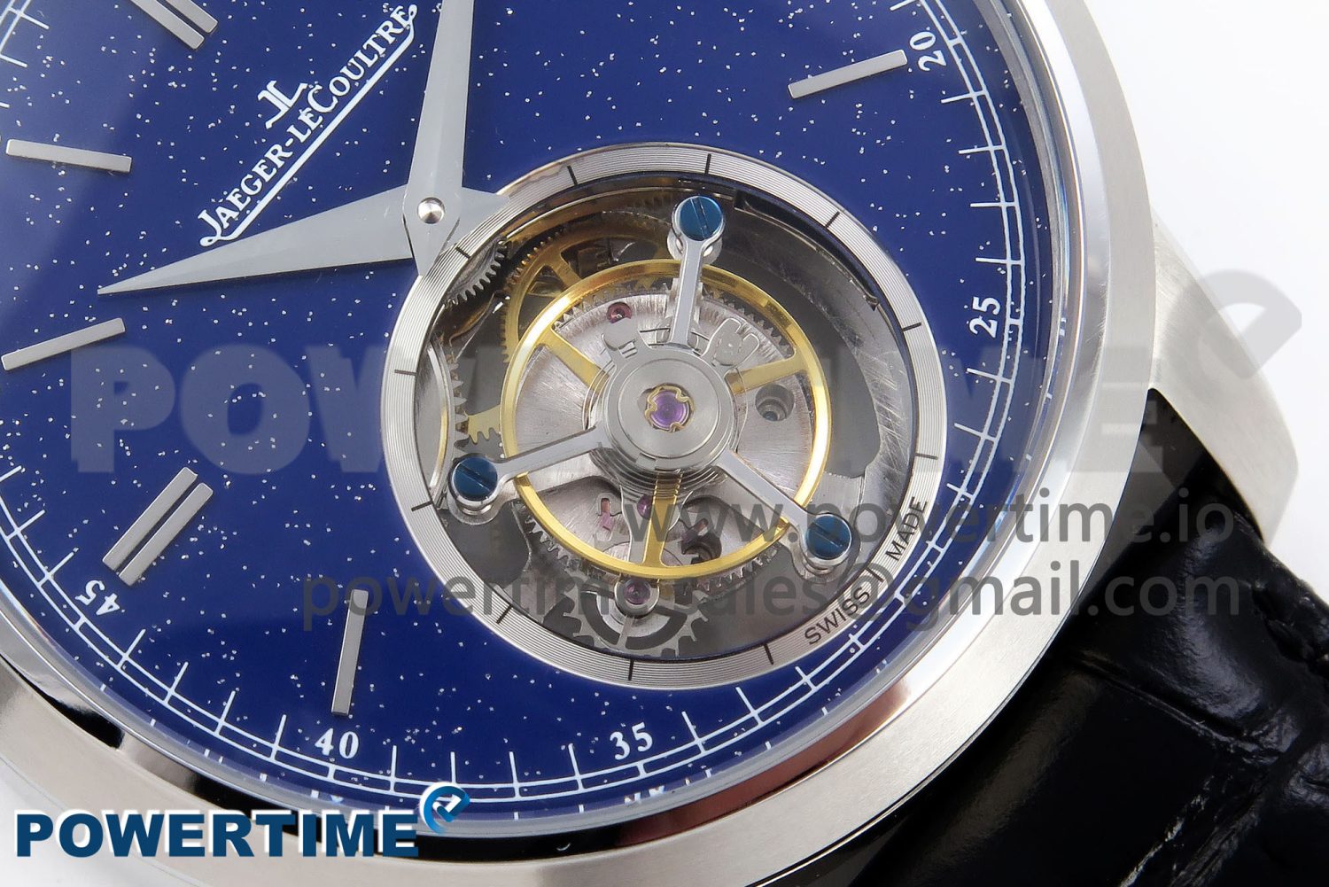 Master Ultra Thin Tourbillon SS RMS Best Edition Blue Star Dial on Black Leather Strap - Image 5