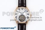 Drive De Cartier Flying Tourbillon RG RMS Best Edition White Dial on Brown Leather Strap