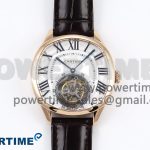 Drive De Cartier Flying Tourbillon RG RMS Best Edition White Dial on Brown Leather Strap