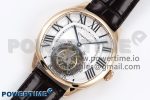 Drive De Cartier Flying Tourbillon RG RMS Best Edition White Dial on Brown Leather Strap - Image 2