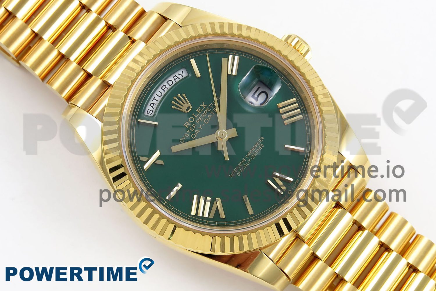 Day Date 40 YG 228238 ARF 1:1 Best Edition Green Roman Dial on President Bracelet VR3255 - Image 3