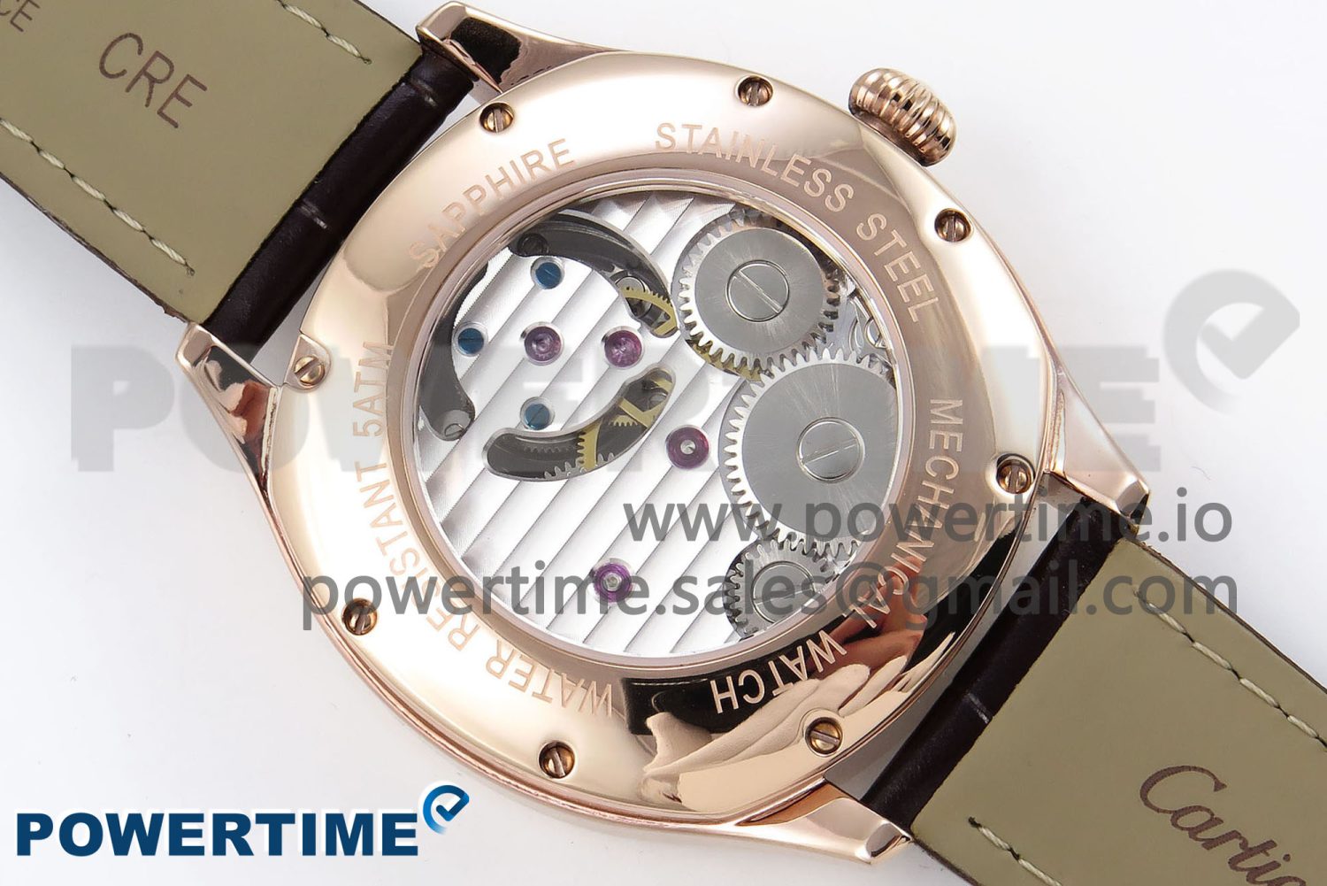 Drive De Cartier Flying Tourbillon RG RMS Best Edition White Dial on Brown Leather Strap - Image 8