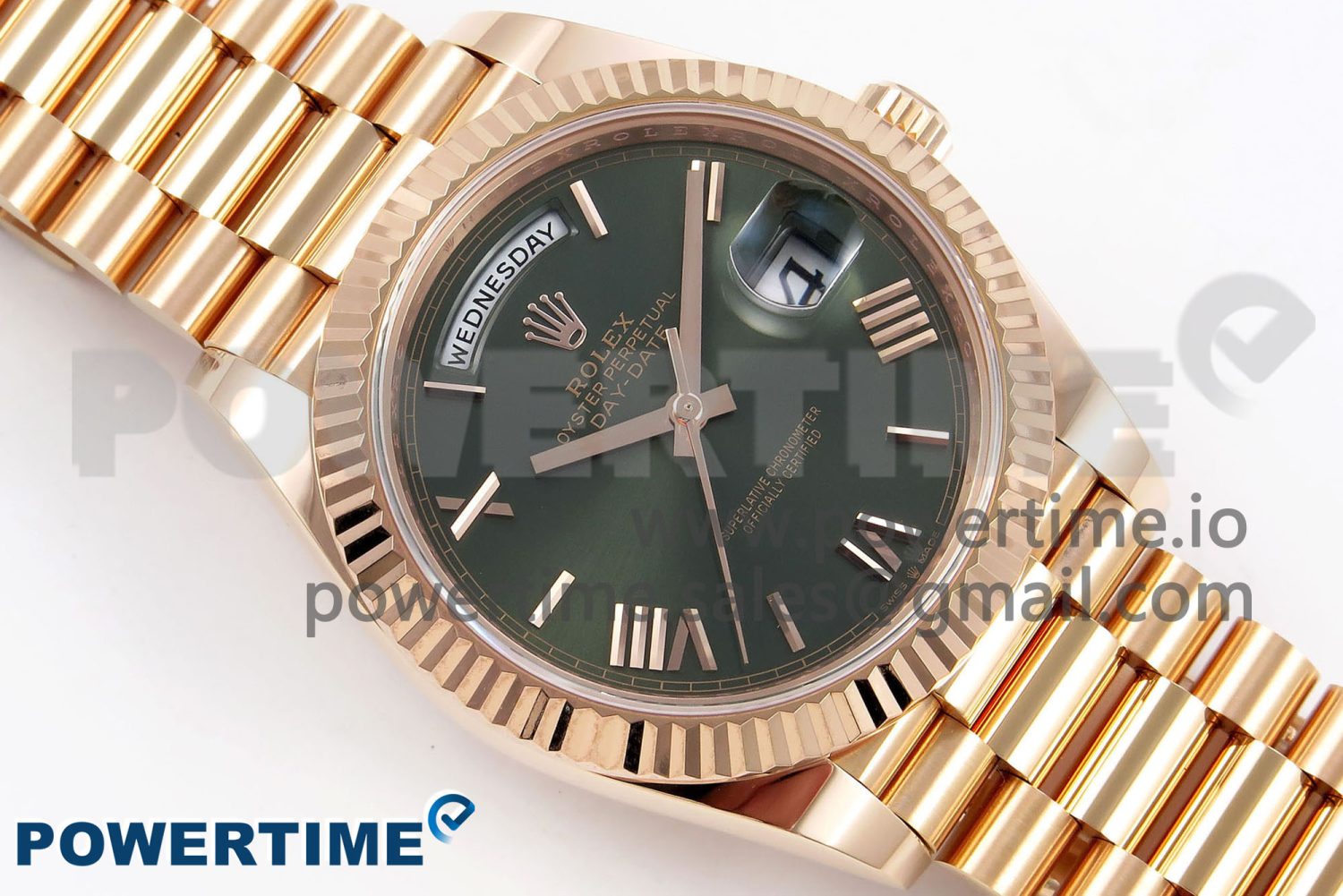 Day Date 40 RG 228235 ARF 1:1 Best Edition Green Roman Dial on President Bracelet VR3255 - Image 3