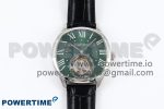 Drive De Cartier Flying Tourbillon SS RMS Best Edition Green Dial on Black Leather Strap