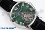 Drive De Cartier Flying Tourbillon SS RMS Best Edition Green Dial on Black Leather Strap - Image 3