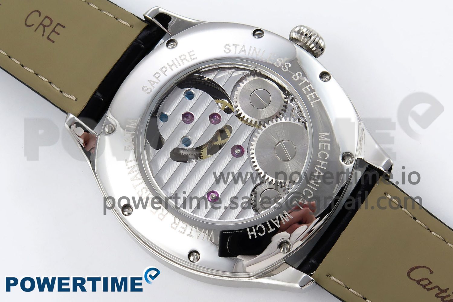 Drive De Cartier Flying Tourbillon SS RMS Best Edition Green Dial on Black Leather Strap - Image 8