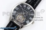 Drive De Cartier Flying Tourbillon SS RMS Best Edition Black Dial on Black Leather Strap - Image 2