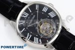 Drive De Cartier Flying Tourbillon SS RMS Best Edition Black Dial on Black Leather Strap - Image 3