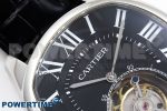 Drive De Cartier Flying Tourbillon SS RMS Best Edition Black Dial on Black Leather Strap - Image 4