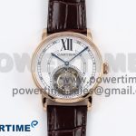 Rotonde de Cartier Flying Tourbillon RG RMS Best Edition White Numeral Dial on Brown Leather Strap