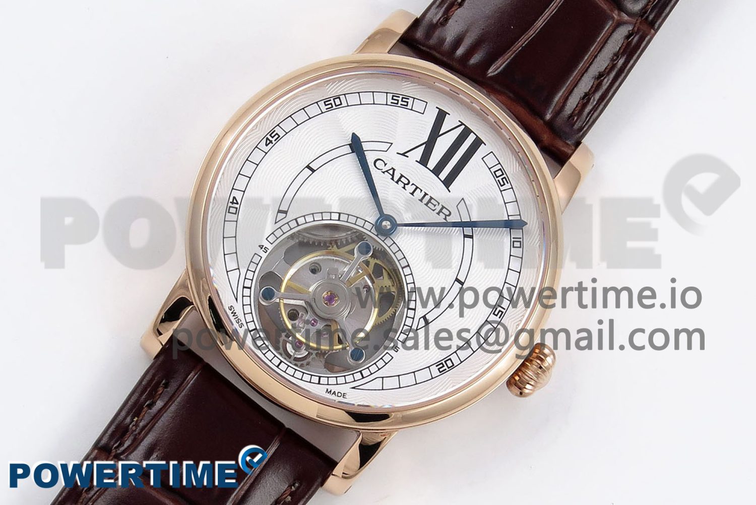 Rotonde de Cartier Flying Tourbillon RG RMS Best Edition White Numeral Dial on Brown Leather Strap - Image 2