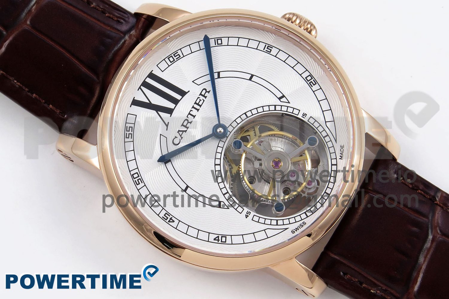 Rotonde de Cartier Flying Tourbillon RG RMS Best Edition White Numeral Dial on Brown Leather Strap - Image 3