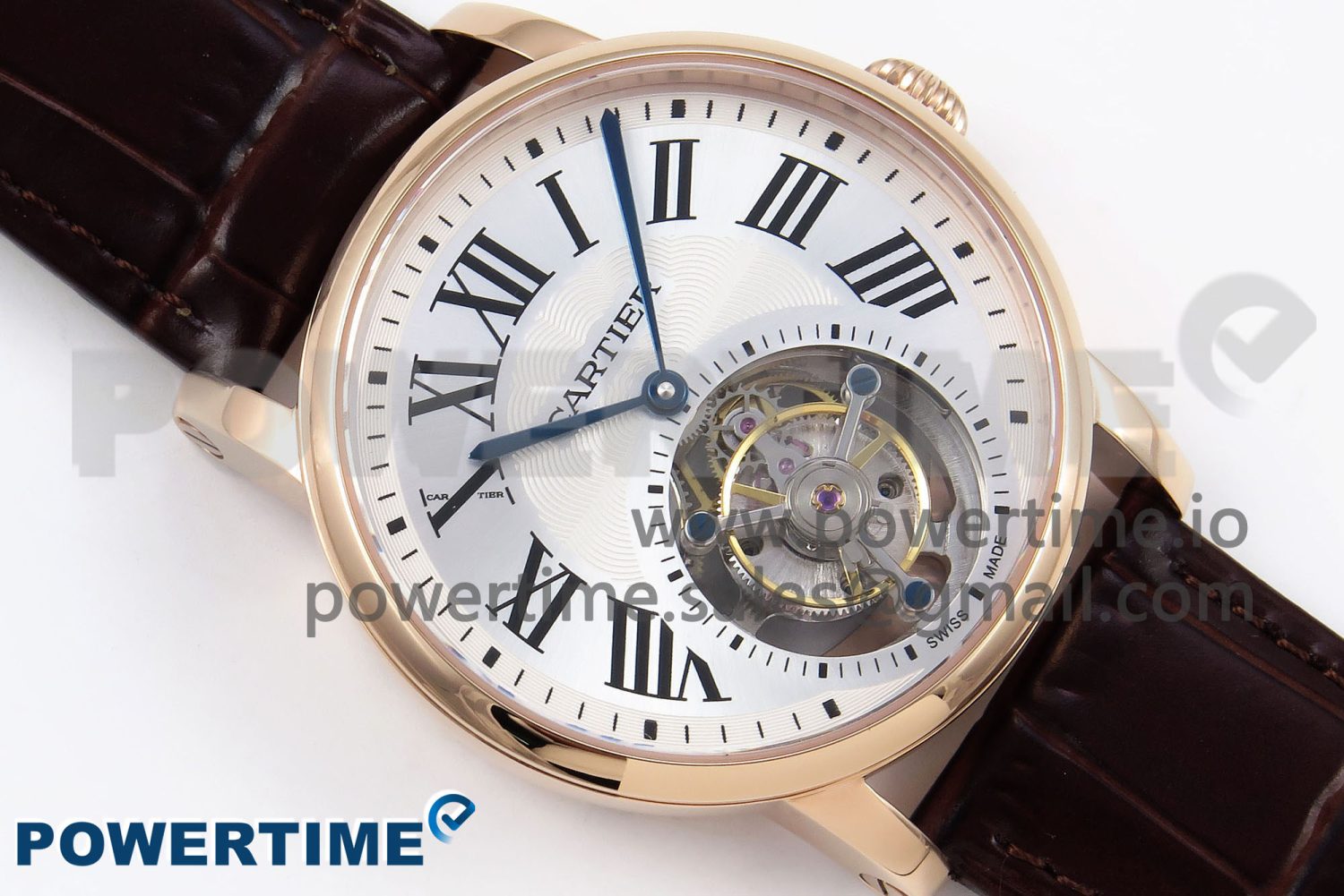 Rotonde de Cartier Flying Tourbillon RG RMS Best Edition Silver Dial on Brown Leather Strap - Image 3