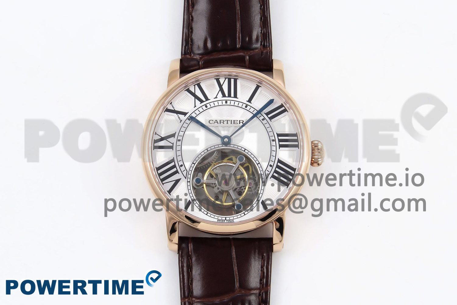 Rotonde de Cartier Flying Tourbillon RG RMS Best Edition White Roman Dial on Brown Leather Strap - Image 1