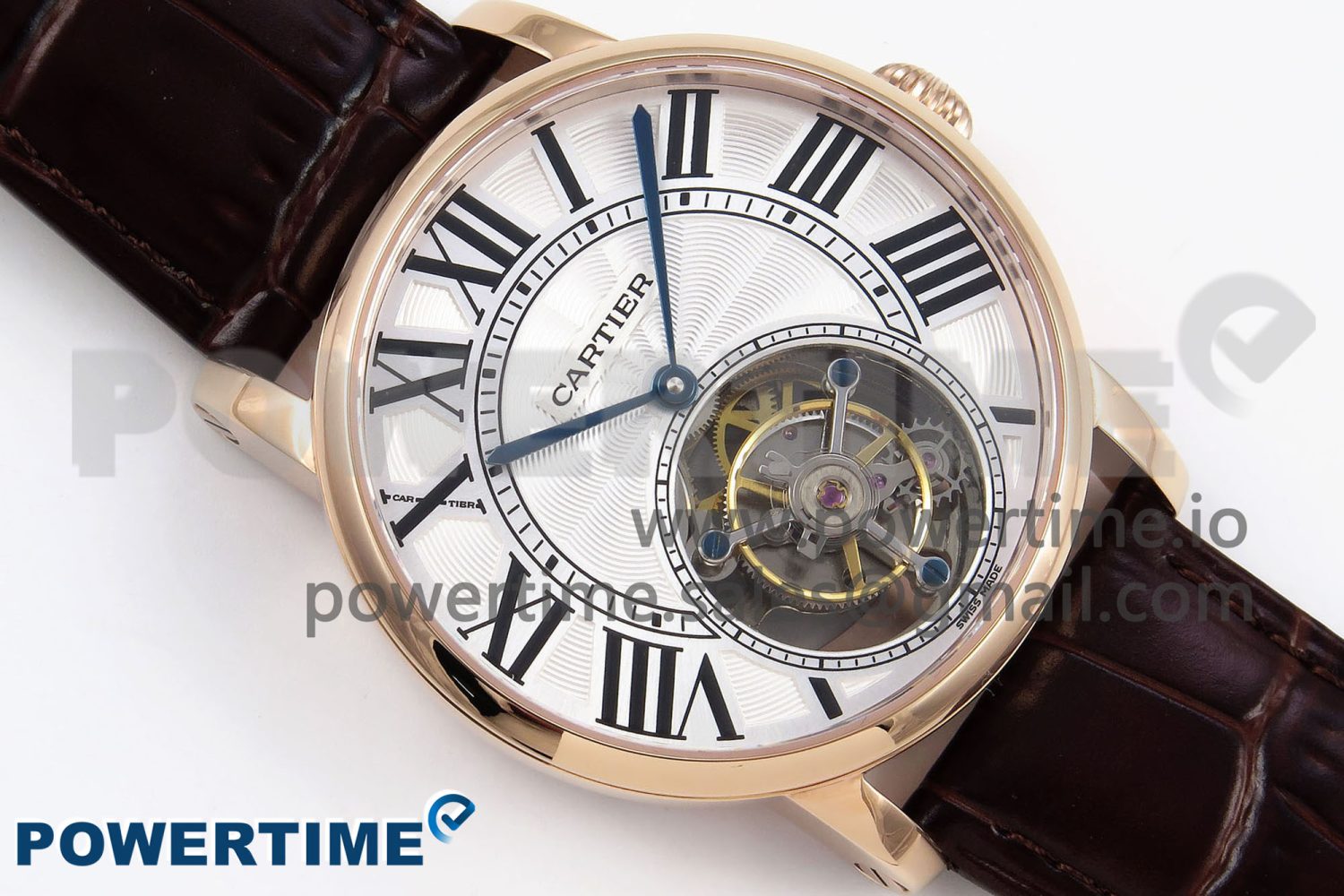 Rotonde de Cartier Flying Tourbillon RG RMS Best Edition White Roman Dial on Brown Leather Strap - Image 6