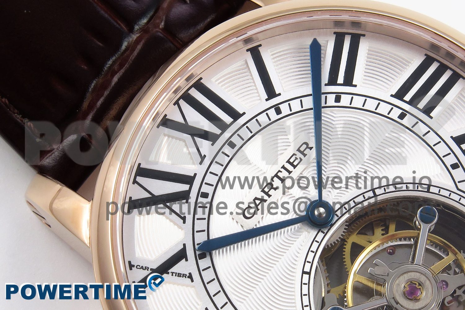 Rotonde de Cartier Flying Tourbillon RG RMS Best Edition White Roman Dial on Brown Leather Strap - Image 7