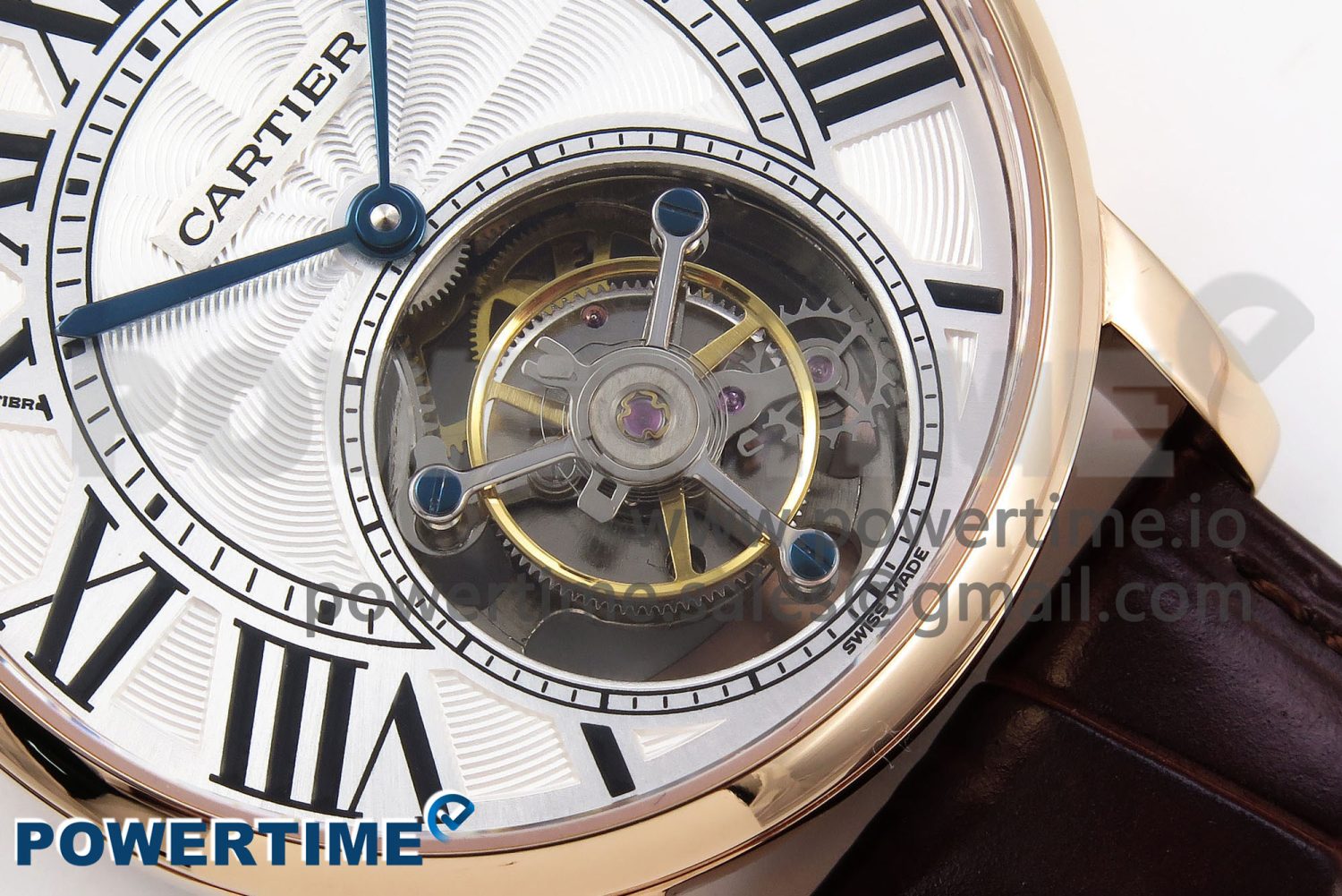 Rotonde de Cartier Flying Tourbillon RG RMS Best Edition White Roman Dial on Brown Leather Strap - Image 8