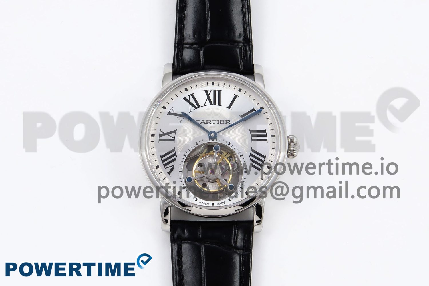 Rotonde de Cartier Flying Tourbillon SS RMS Best Edition Silver Dial on Black Leather Strap - Image 1