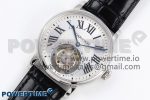 Rotonde de Cartier Flying Tourbillon SS RMS Best Edition Silver Dial on Black Leather Strap - Image 2