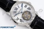 Rotonde de Cartier Flying Tourbillon SS RMS Best Edition Silver Dial on Black Leather Strap - Image 3