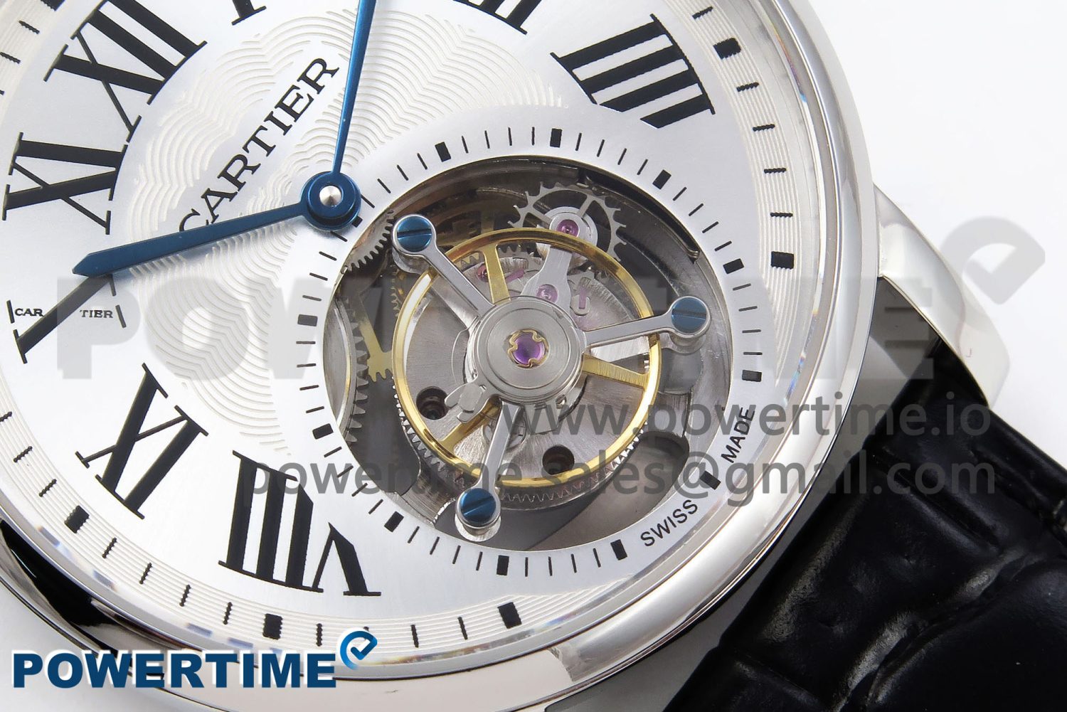 Rotonde de Cartier Flying Tourbillon SS RMS Best Edition Silver Dial on Black Leather Strap - Image 5