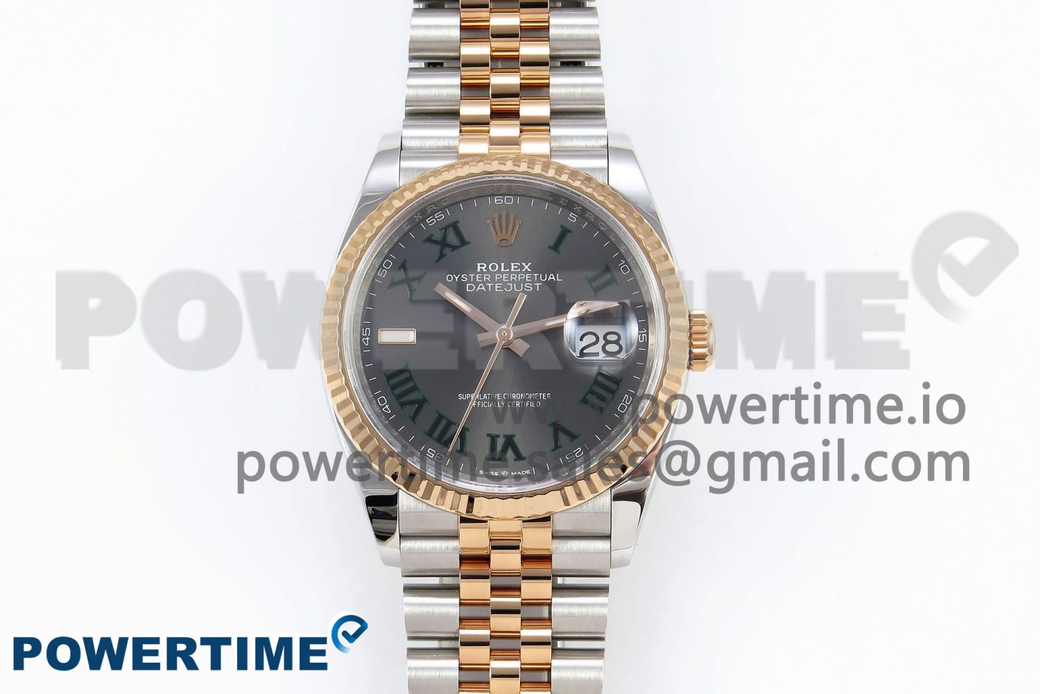 DateJust 36 126231 Clean 1:1 Best Edition 904L Steel Gray DIal Green Roman Marker on SS/RG Jubilee Bracelet VR3235 - Image 1