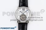 Rotonde de Cartier Flying Tourbillon SS RMS Best Edition White Numeral Dial on Black Leather Strap