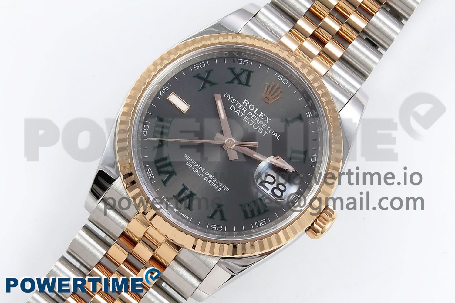 DateJust 36 126231 Clean 1:1 Best Edition 904L Steel Gray DIal Green Roman Marker on SS/RG Jubilee Bracelet VR3235 - Image 2