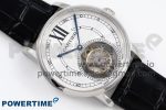 Rotonde de Cartier Flying Tourbillon SS RMS Best Edition White Numeral Dial on Black Leather Strap - Image 6
