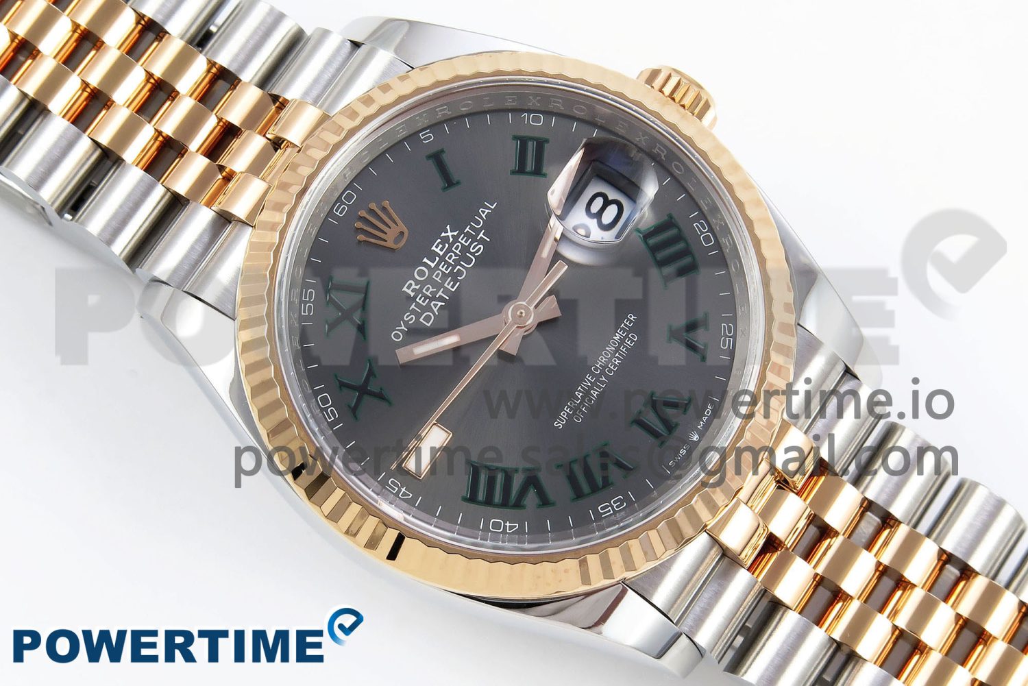 DateJust 36 126231 Clean 1:1 Best Edition 904L Steel Gray DIal Green Roman Marker on SS/RG Jubilee Bracelet VR3235 - Image 3