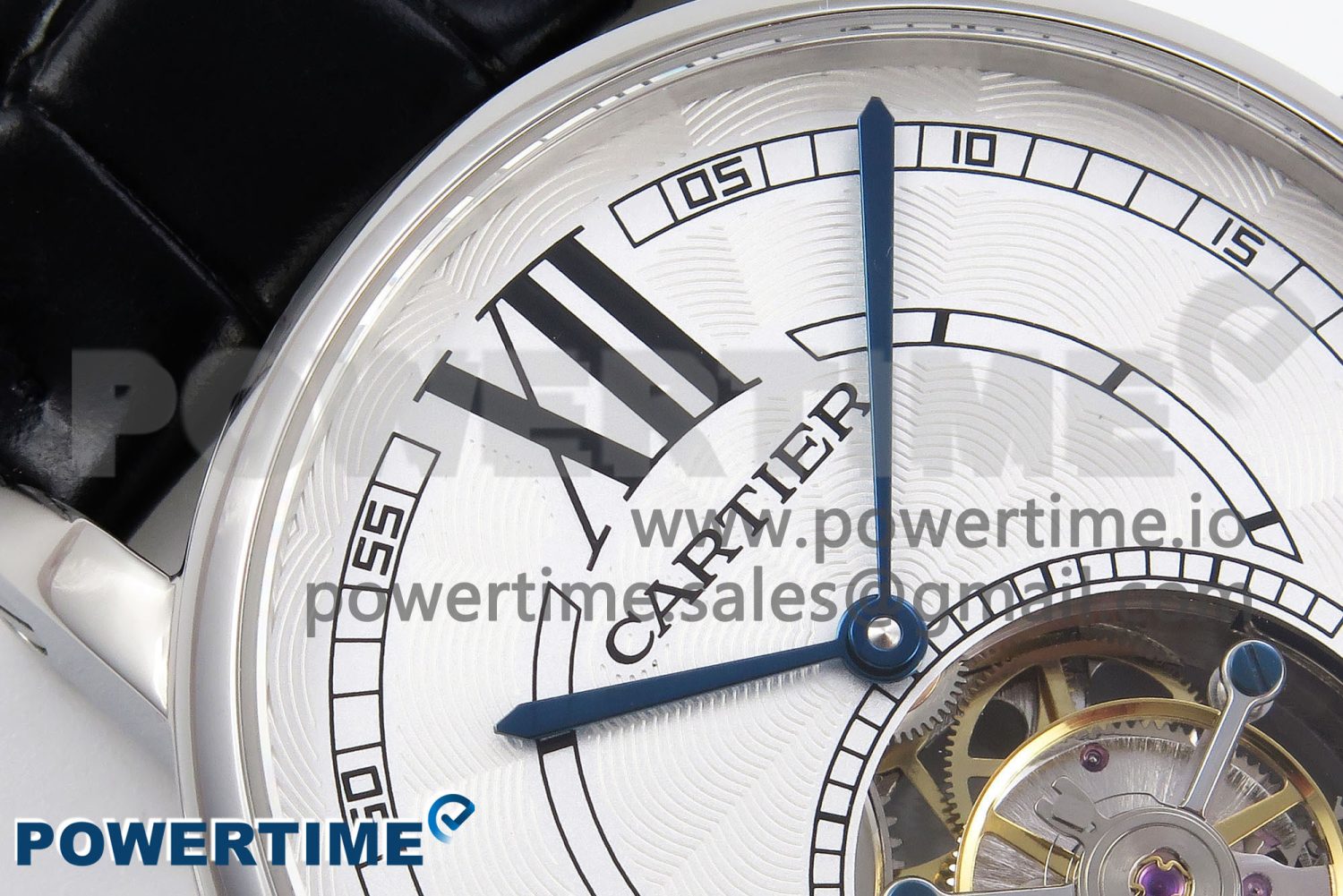 Rotonde de Cartier Flying Tourbillon SS RMS Best Edition White Numeral Dial on Black Leather Strap - Image 7