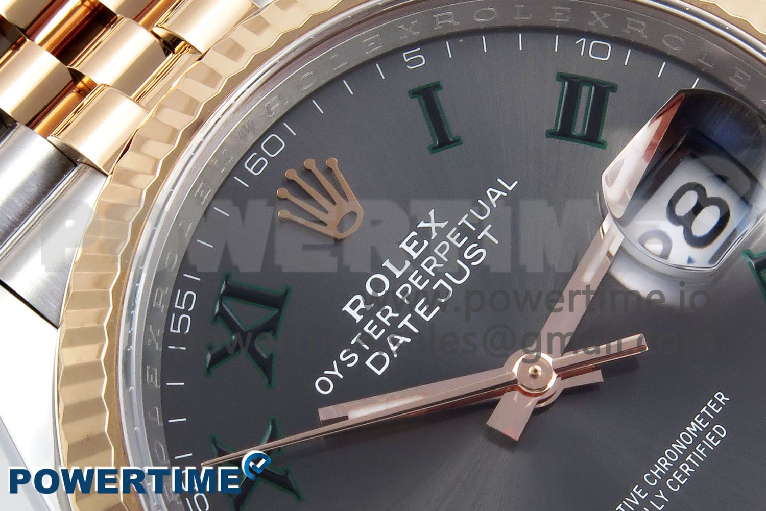DateJust 36 126231 Clean 1:1 Best Edition 904L Steel Gray DIal Green Roman Marker on SS/RG Jubilee Bracelet VR3235 - Image 4
