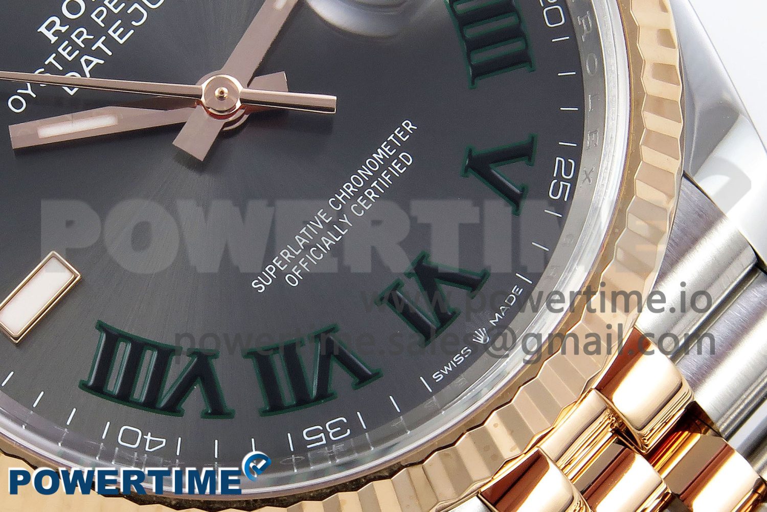 DateJust 36 126231 Clean 1:1 Best Edition 904L Steel Gray DIal Green Roman Marker on SS/RG Jubilee Bracelet VR3235 - Image 5