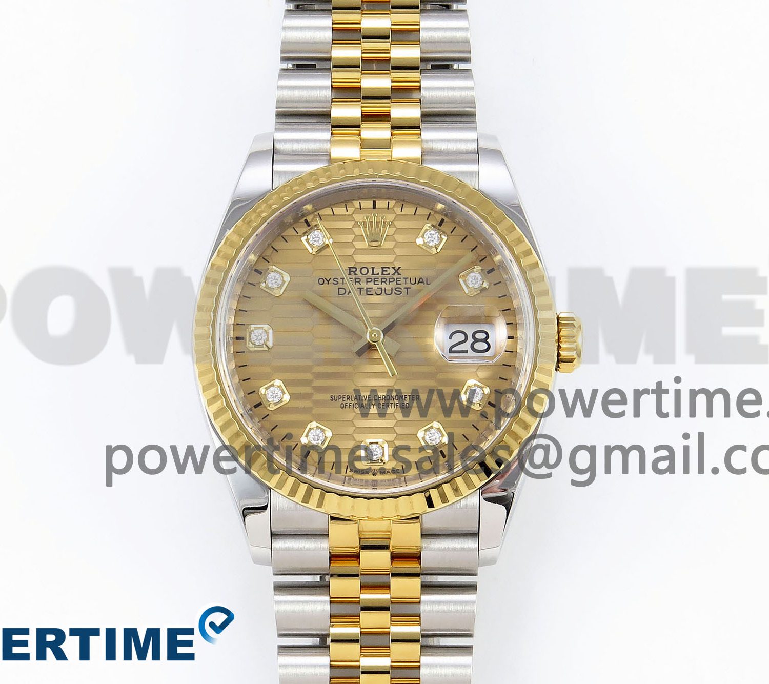 DateJust 36 126233 Clean 1:1 Best Edition 904L Steel YG Textured Diamonds Dial on SS/YG Jubilee Bracelet VR3235