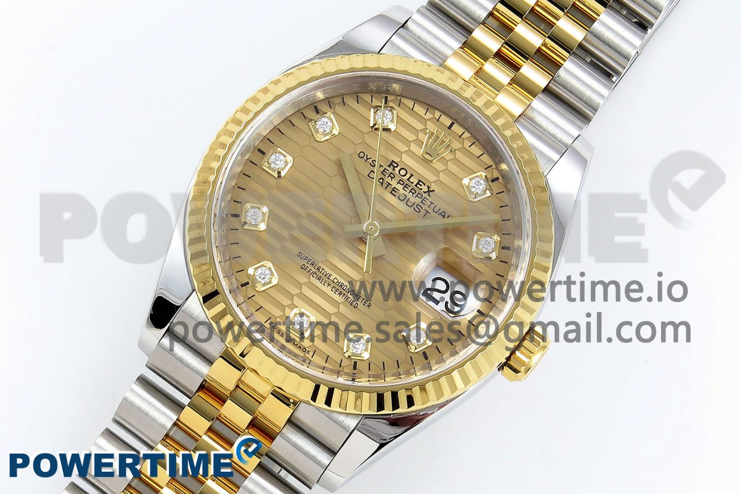 DateJust 36 126233 Clean 1:1 Best Edition 904L Steel YG Textured Diamonds Dial on SS/YG Jubilee Bracelet VR3235 - Image 2