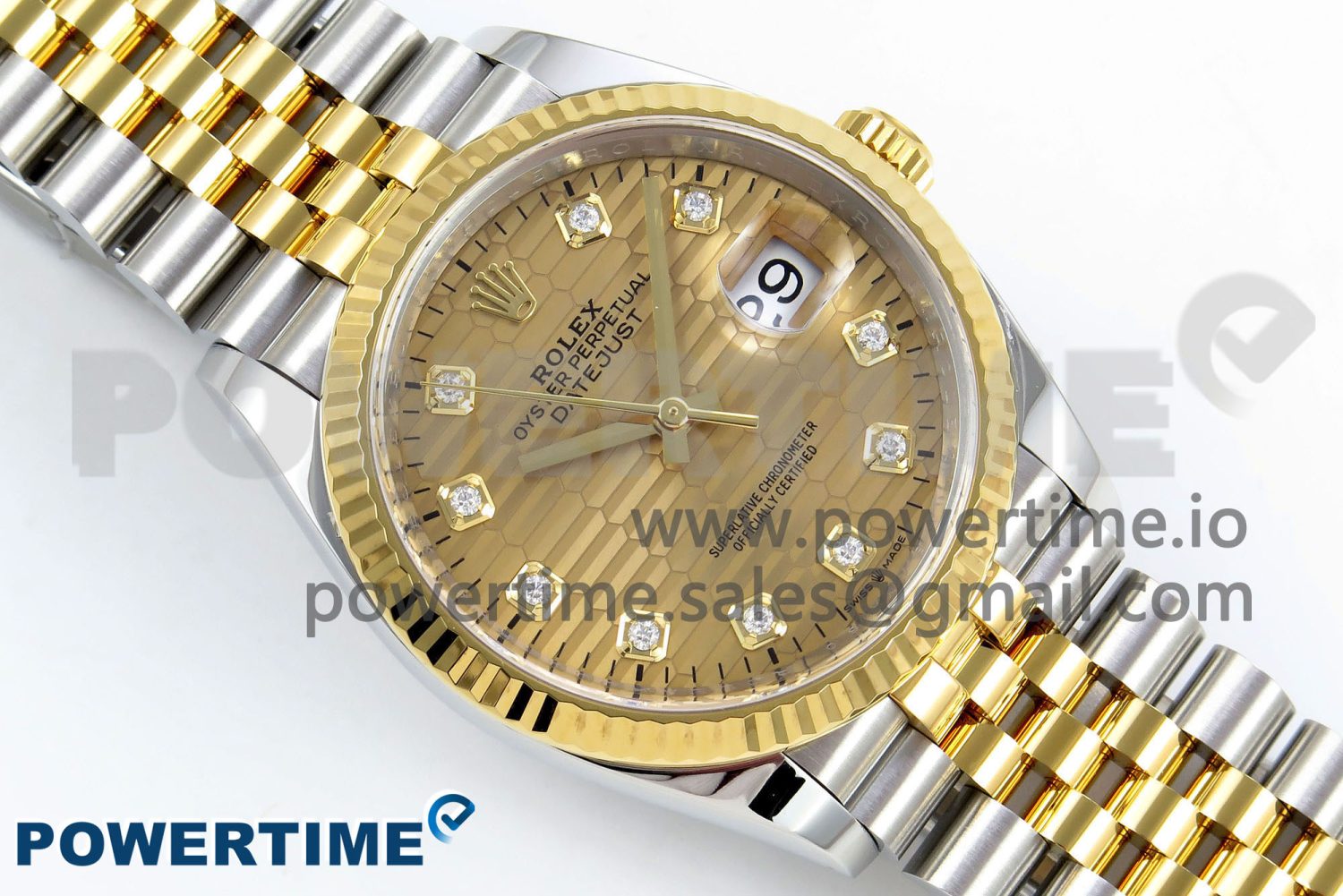 DateJust 36 126233 Clean 1:1 Best Edition 904L Steel YG Textured Diamonds Dial on SS/YG Jubilee Bracelet VR3235 - Image 3