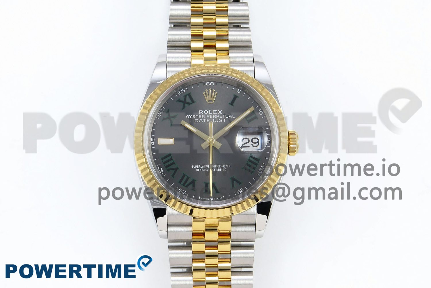 DateJust 36 126233 Clean 1:1 Best Edition 904L Steel Gray Dial Green Roman Marker on SS/YG Jubilee Bracelet VR3235 - Image 1