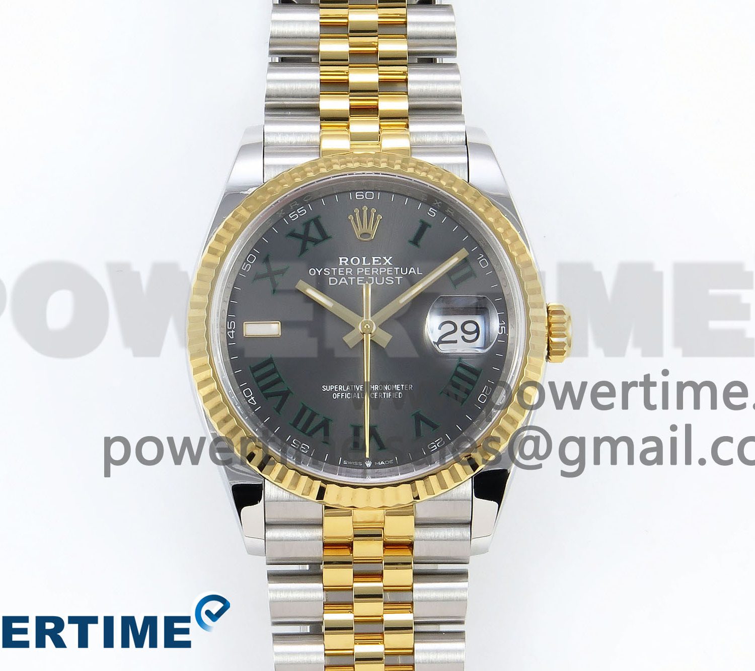 DateJust 36 126233 Clean 1:1 Best Edition 904L Steel Gray Dial Green Roman Marker on SS/YG Jubilee Bracelet VR3235