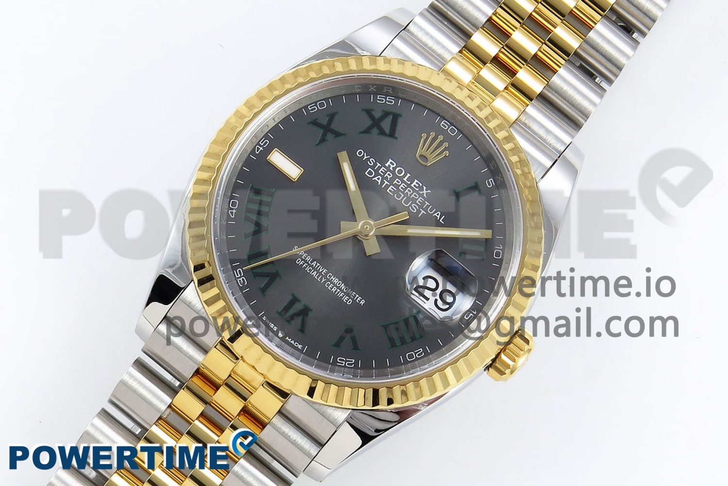 DateJust 36 126233 Clean 1:1 Best Edition 904L Steel Gray Dial Green Roman Marker on SS/YG Jubilee Bracelet VR3235 - Image 2