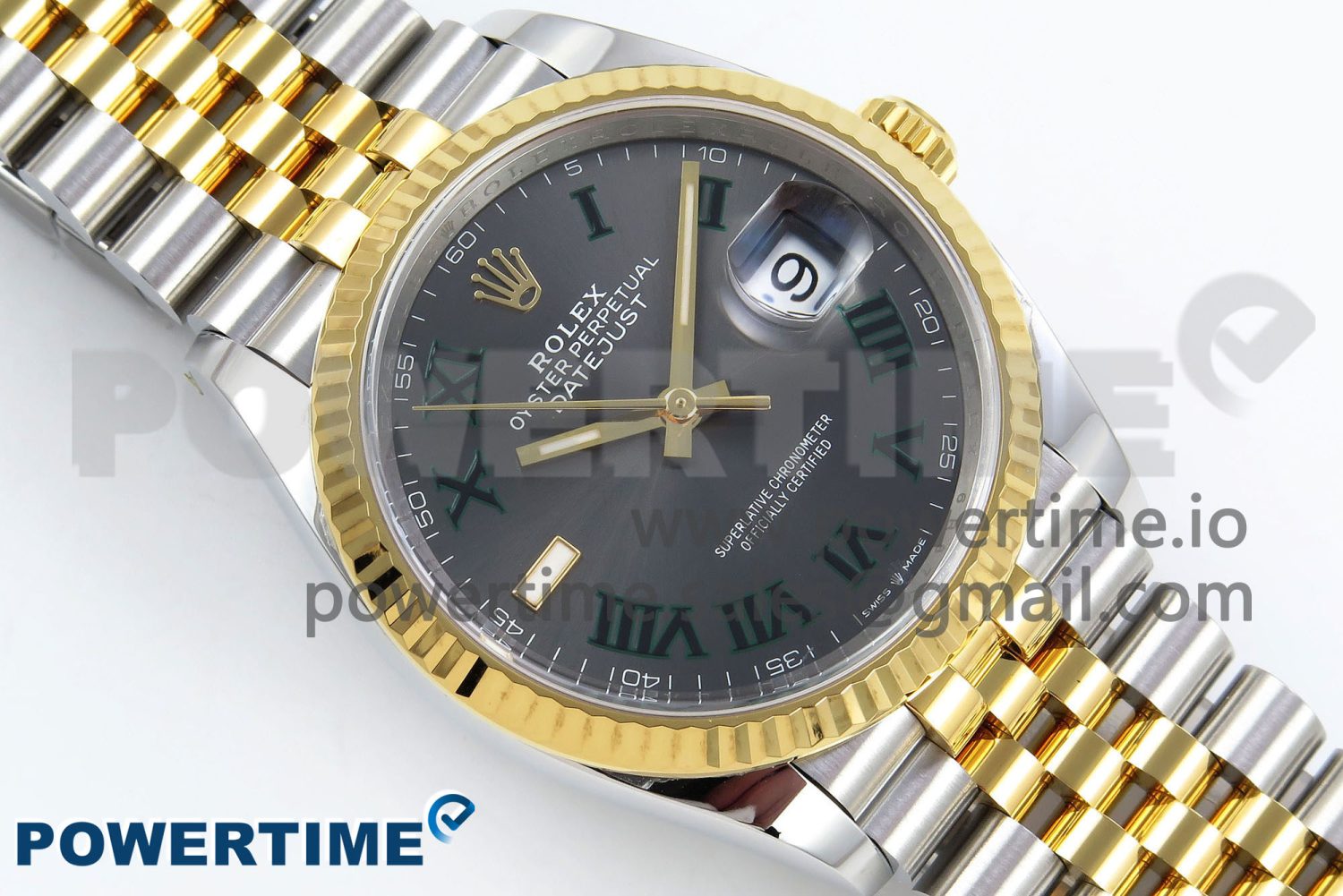 DateJust 36 126233 Clean 1:1 Best Edition 904L Steel Gray Dial Green Roman Marker on SS/YG Jubilee Bracelet VR3235 - Image 3